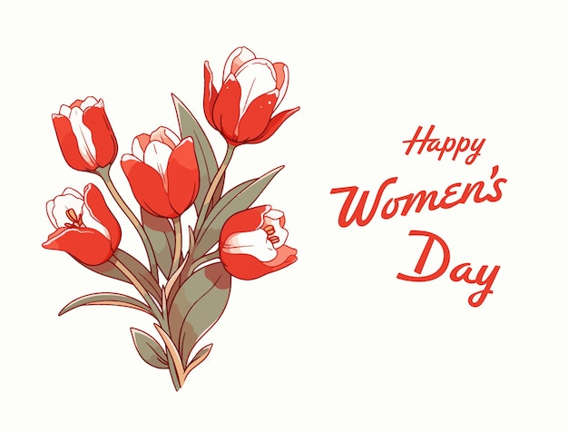 Womens Day Greeting card with tulips