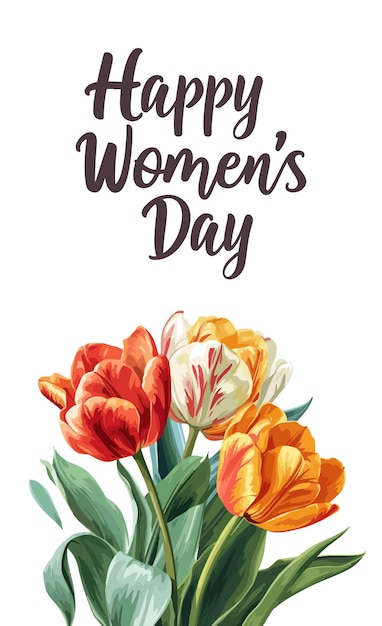 Womens Day Greeting card with tulips