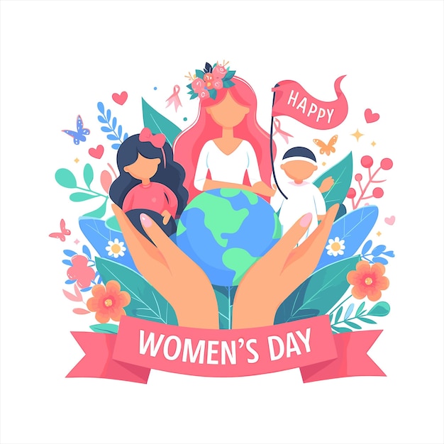 Womens Day International Womens Day vector illustration Happy Womens Day template