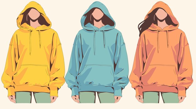 Vector womens hoodie mockup for beach apparel photoshoot