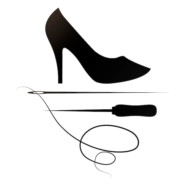 Womens shoe awl and needle and thread