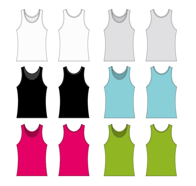 Vector womens tank top template illustration set