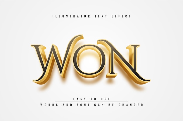 Won - 3d gold Editable text effect design