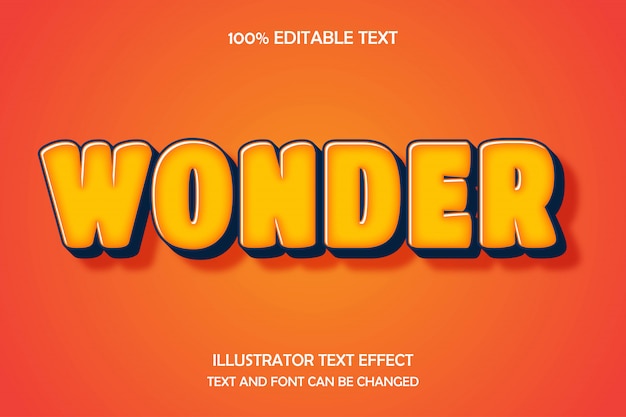 Wonder, editable text effect modern comic shadow style