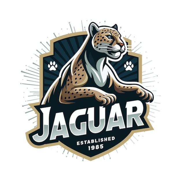 Vector wonderful jaguar with shield logo design template