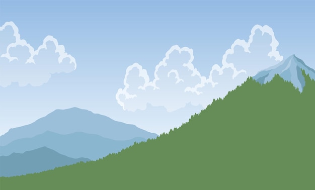 Wonderful mountainous areas with fir trees Combating natural disasters Vector illustration