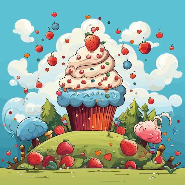 Vector wonderland_cupcake_background_vector