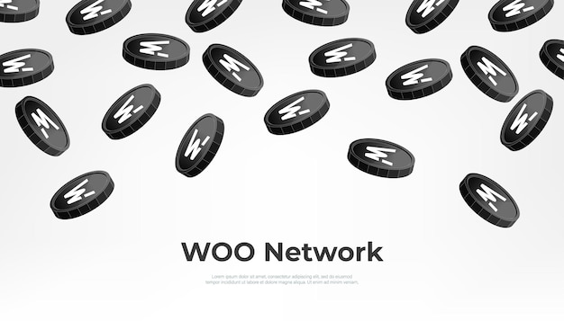 WOO Network WOO coin falling from the sky WOO cryptocurrency concept banner background