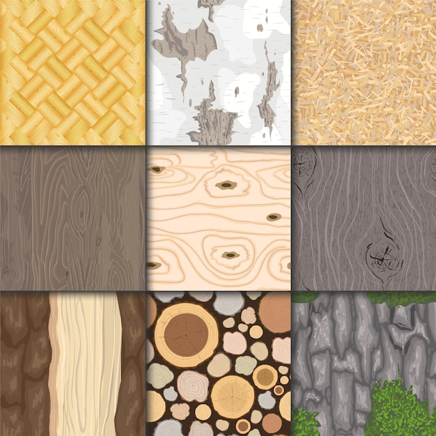 Vector wood background wooden texture vector seamless pattern natural hardwood material textured backdrop set illustration.