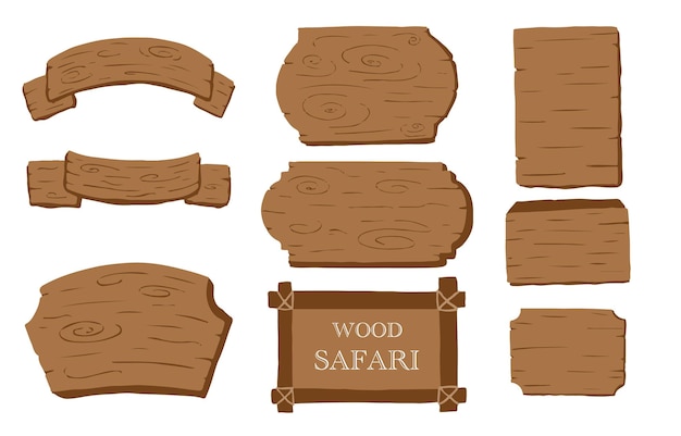 Wood banner collection of safari background setEditable vector illustration for birthday invitationpostcard and sticker