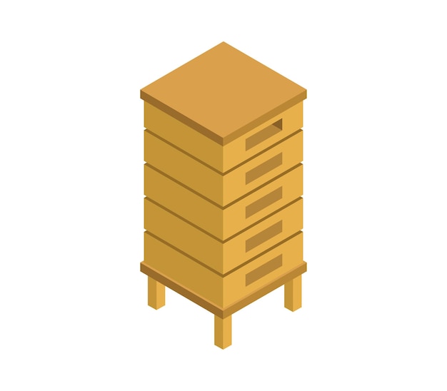 Wood bee hive isometric