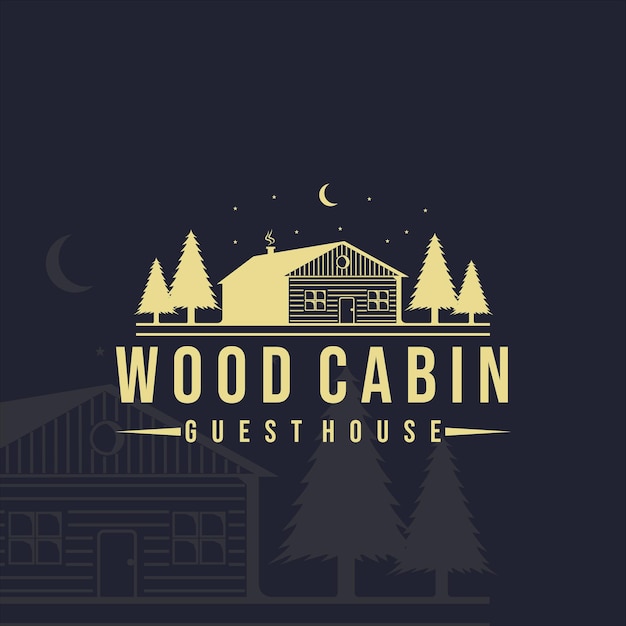 Wood cabin or cottage logo vintage vector illustration design. guest house for tourism or traveler logo concept design. cabin or cottage for business logo concept design