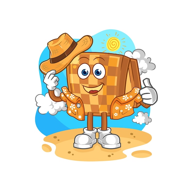 Wood chess go on vacation cartoon mascot vector