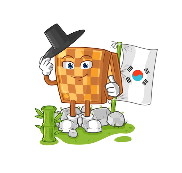 Wood chess korean character cartoon mascot vector