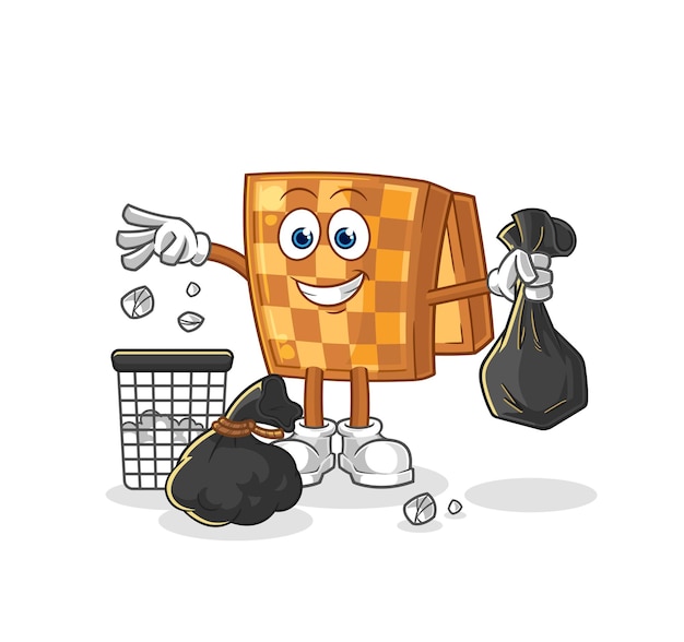 Wood chess Throw garbage mascot cartoon vector