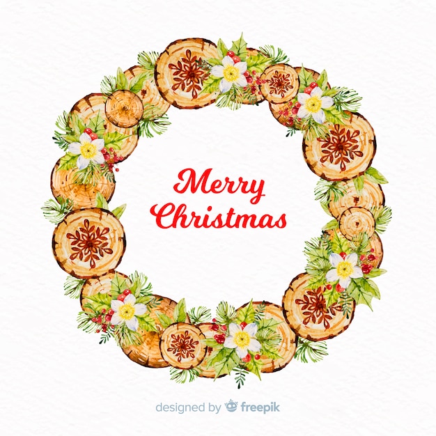 Wood christmas wreath background