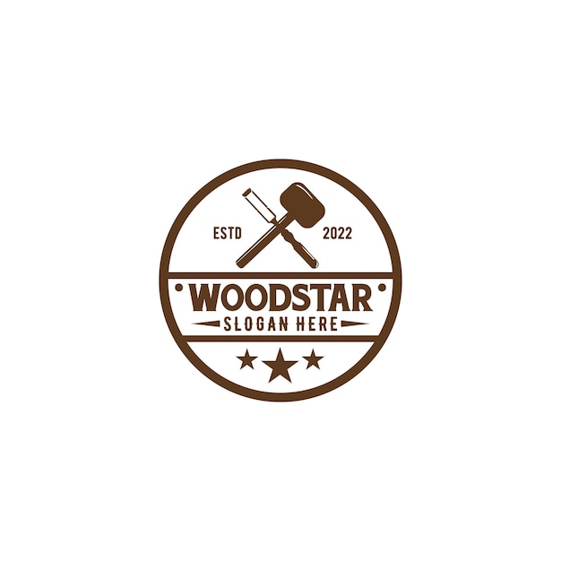 Wood craft logo design retro hipster vintage emblem badge carpentry logo design rustic