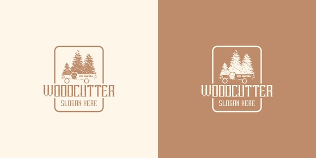 Wood Cutter logo design template