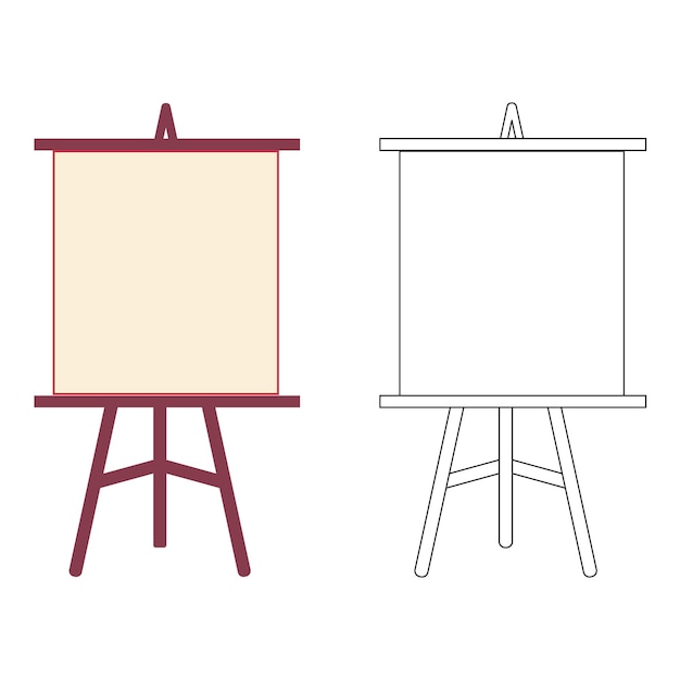 Wood Easel Canvas Stand Outline with Color Clipart