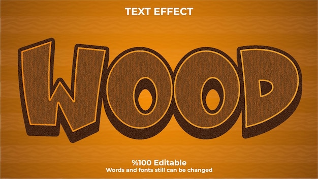 Wood editable 3D text effect