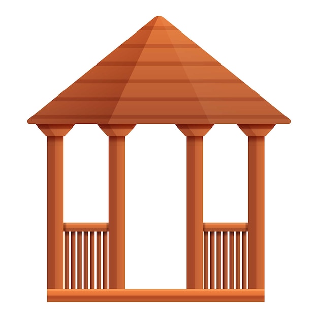 Wood home gazebo icon Cartoon of wood home gazebo vector icon for web design isolated on white background