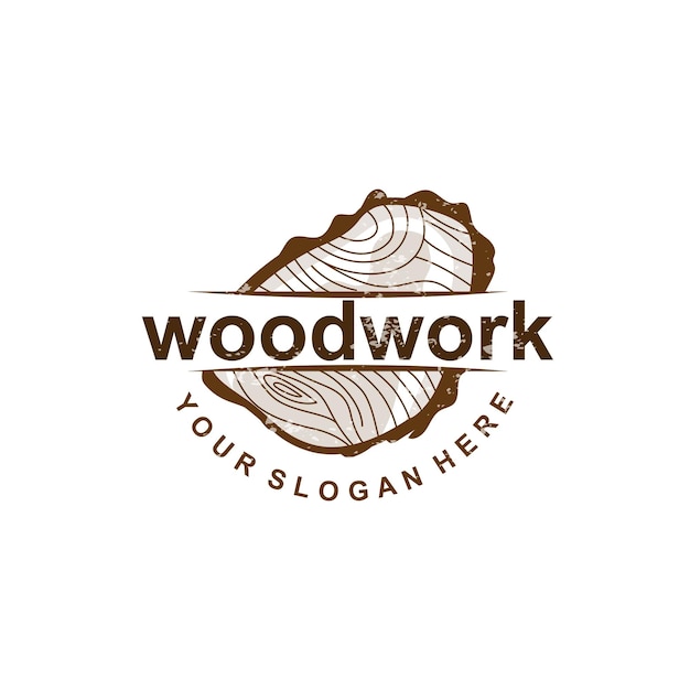 Wood Logo Wood Grain Layers Vector Carpentry Industry Design Simple Minimalist Template Illustration