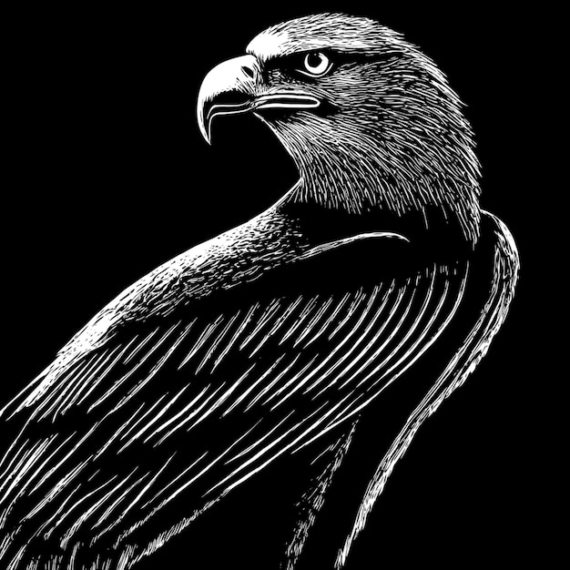 Vector wood marqetry eagle vector illustration engraving