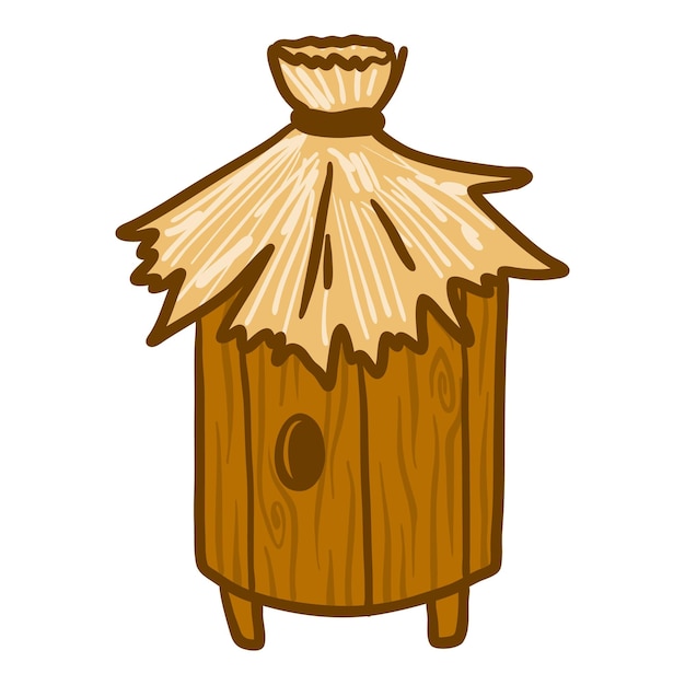 Wood stump beehive icon Hand drawn illustration of wood stump beehive vector icon for web design