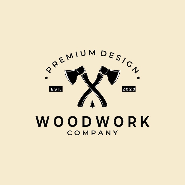 Wood work carpenter logo vector vintage illustration template design