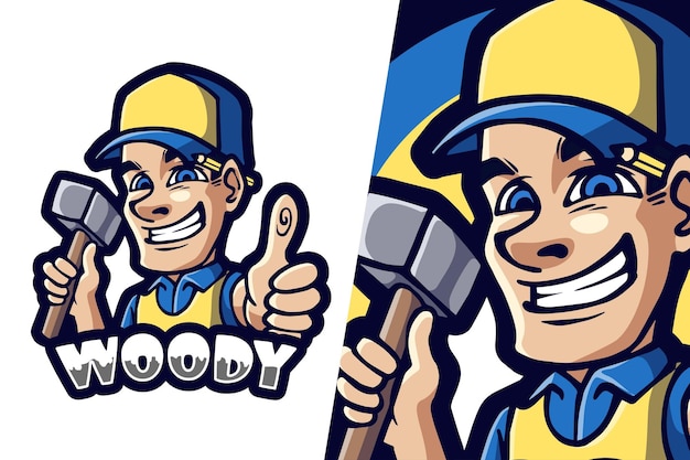 Wood Worker Mascot Logo Illustration