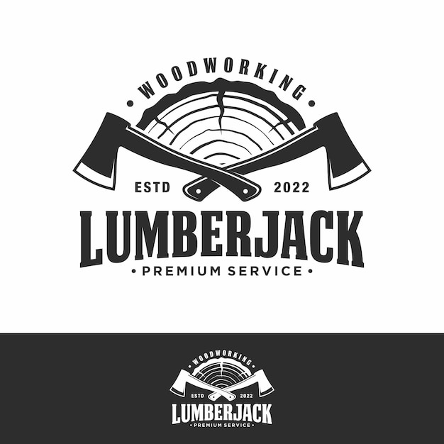 woodcutter logo design, badge, label or logo in vintage style