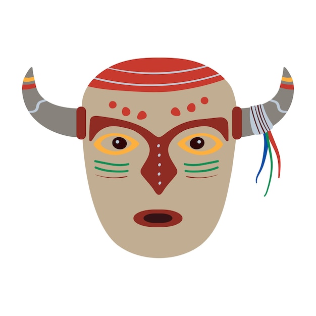 Wooden african mask with horns