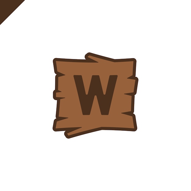 Wooden alphabet or font blocks with letter w in wood texture area with outline.