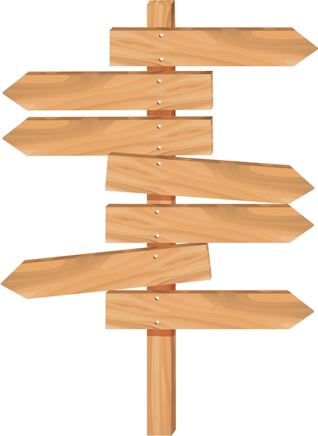 Vector wooden arrow direction sign boards