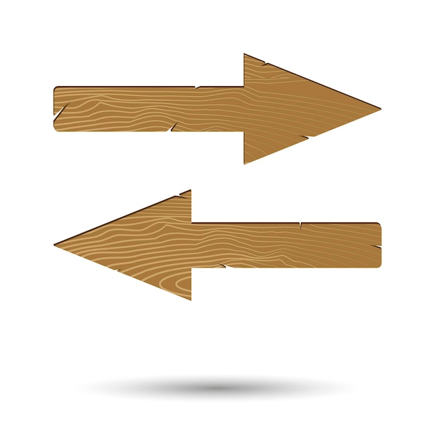 Wooden arrow right and left isolated