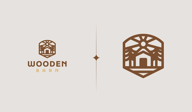 Wooden Barn monoline Logo Template Universal creative premium symbol Vector illustration Creative Minimal design template Symbol for Corporate Business Identity