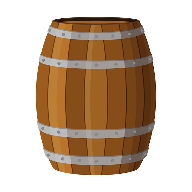 Wooden barrel with alcohol drinks rum, brandy, tequila