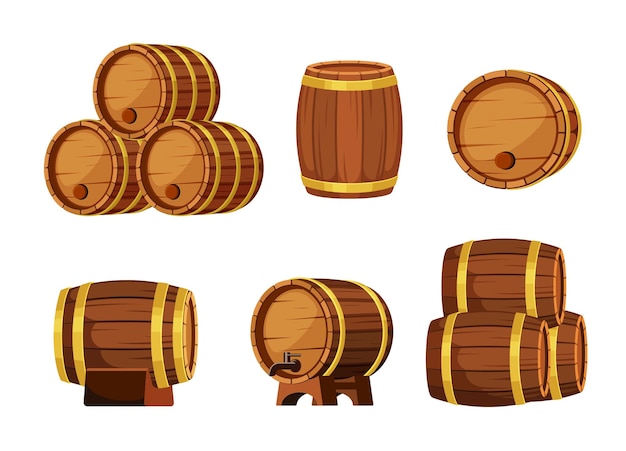 Wooden barrels set