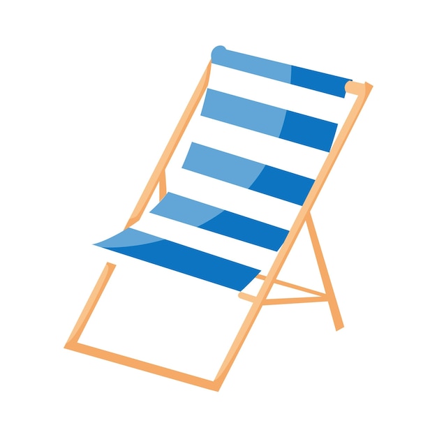 Wooden beach chaise longue vector illustration isolated on white background