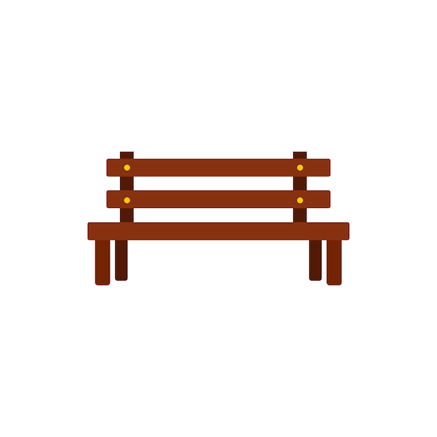 Wooden bench icon in flat style on a white background