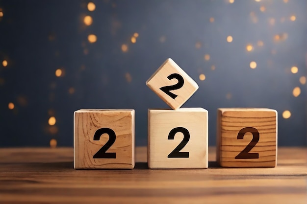 a wooden block with the numbers 2 and 2 on it