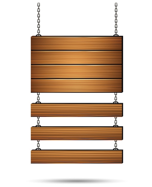 Vector wooden board on the chains