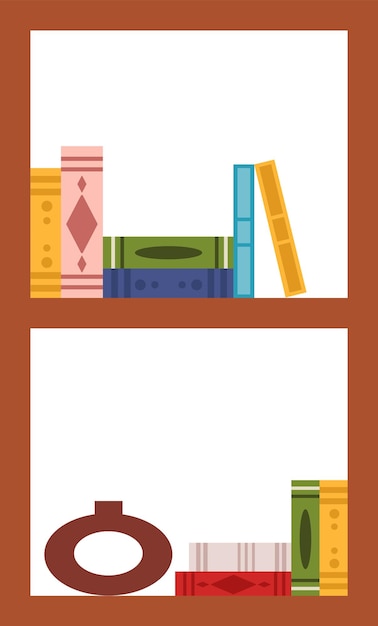 Vector wooden bookcase with books