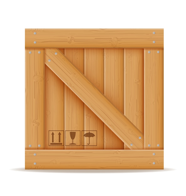 Wooden box for the delivery and transportation of goods made of wood cartoon   illustration  isolated on white background