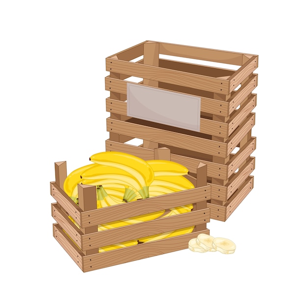 Wooden box full of banana