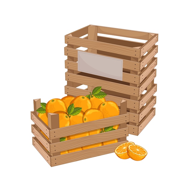 Wooden box full of orange