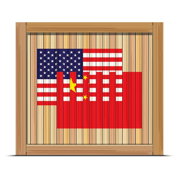 wooden box with flag