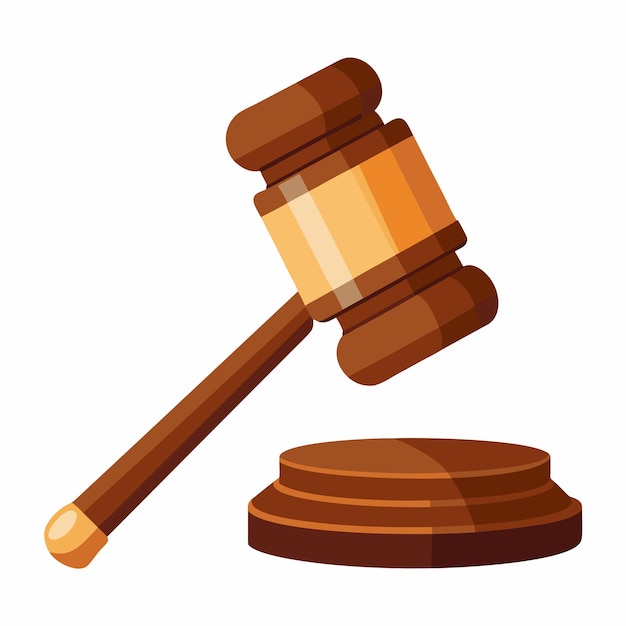 Vector wooden brown judge gavel