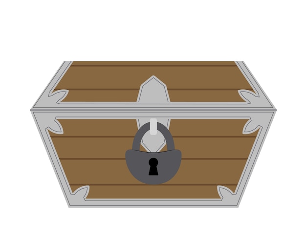 Wooden chest with big lock Pirate Cartoon flat vector