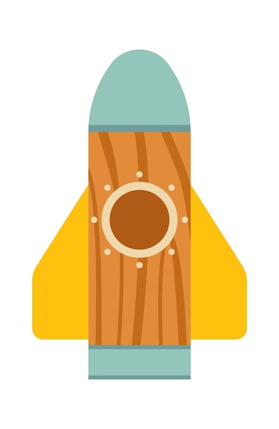 Wooden children toy rocket icon Vector illustration